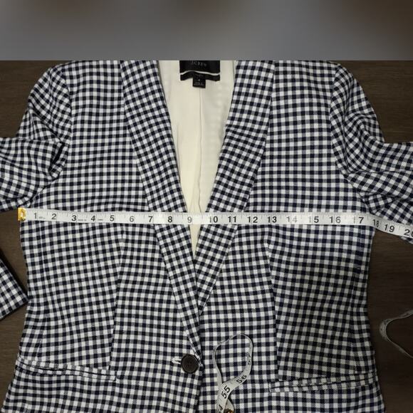 J Crew Parke Gingham Stretch Linen Blend Blazer Classic Blue Size 4 - Picture 8 of 16